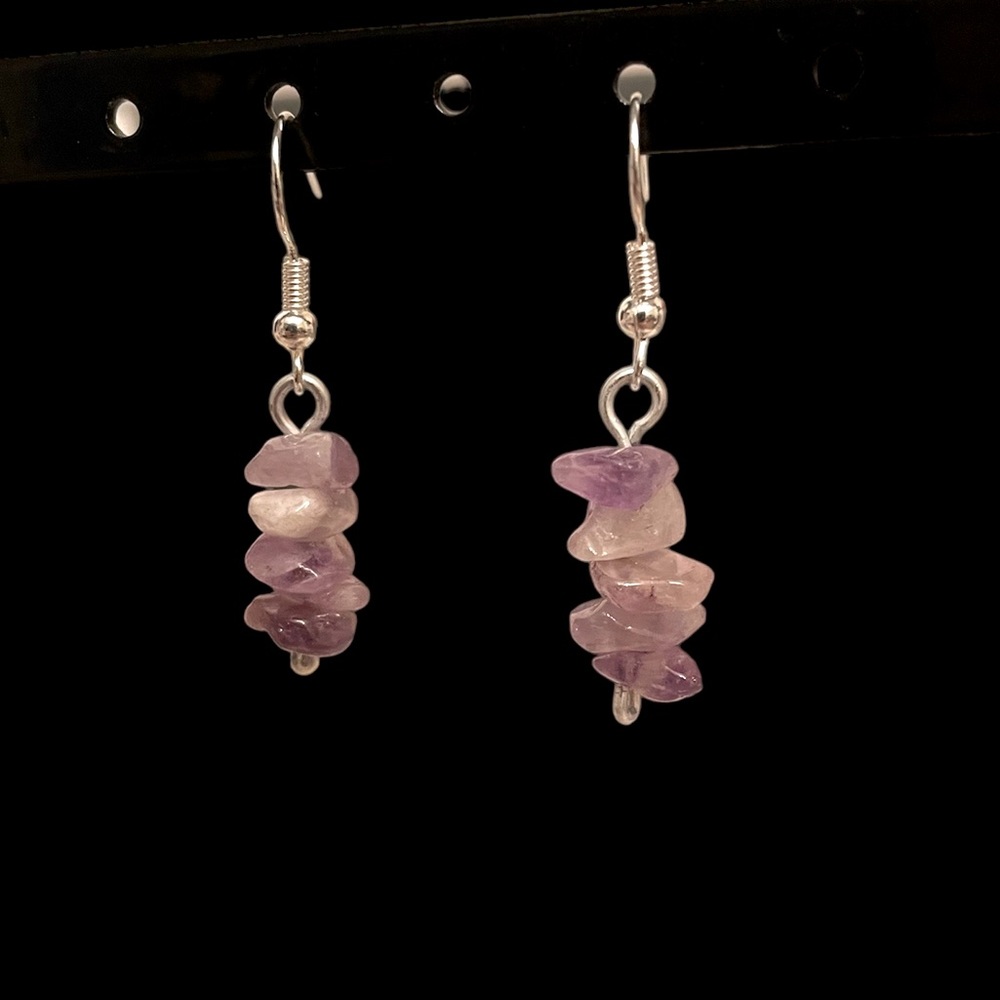 3 for $15 amethyst chip earrings